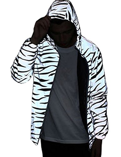 Mens 3M Reflective Rain Jacket Coat Hight Visibility Outerwear Cycling Jacket (Asia 2XL= US L, Grey)