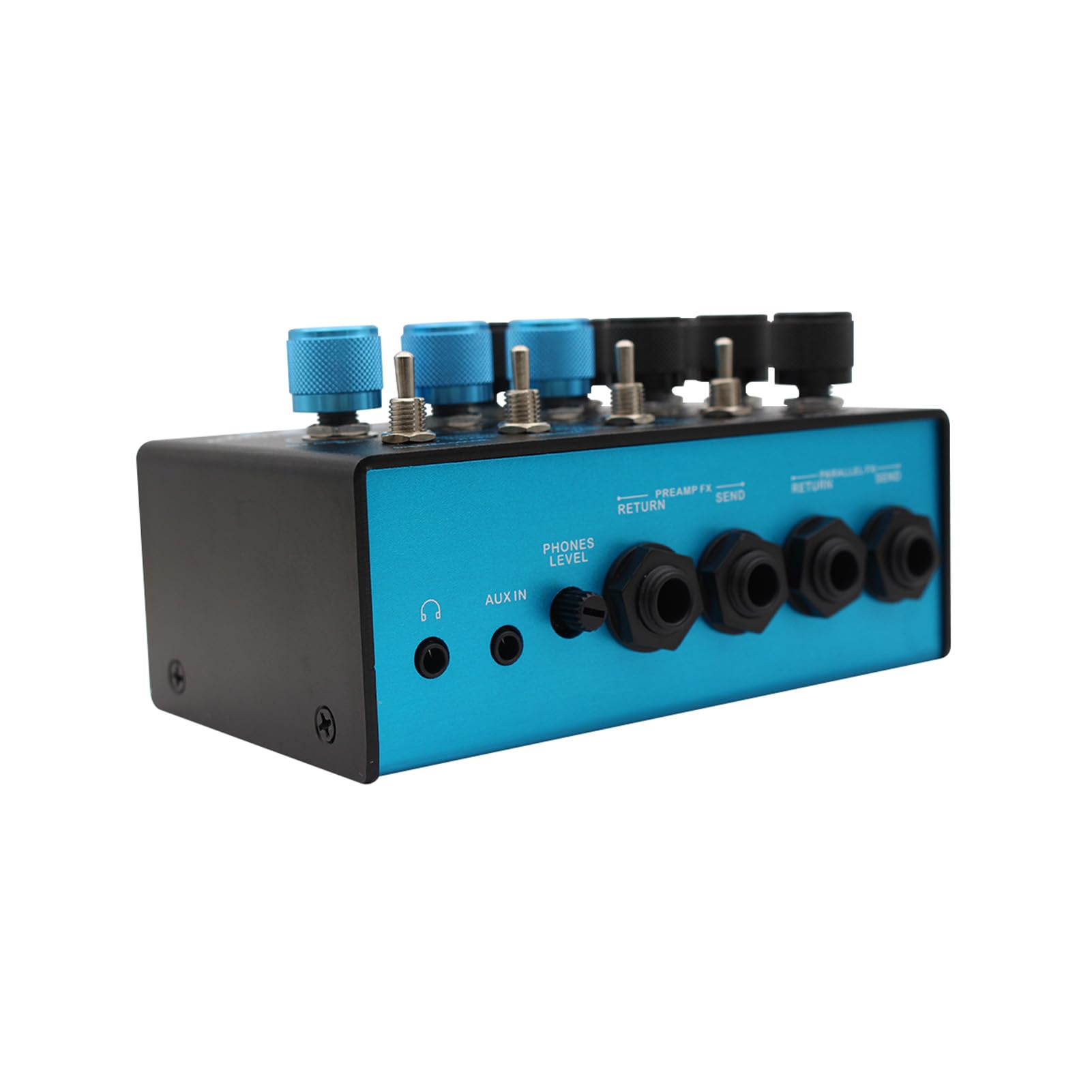 Fockety Pedale Effetti per Basso, Preamplificatore Professionale con Controllo Medio Semi Parametrico EQ a 3 Bande, Catena di Segnali Parallela, Simulatore di Cabina per Basso, Doppi