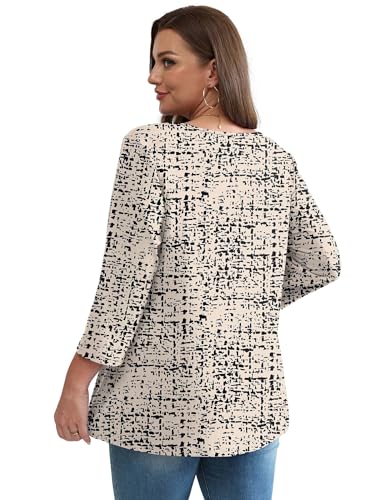 Image of OFEEFAN 3 /4 Length Sleeve Womens Tops 2026 Blouses for Women Dressy Casual Fashion Clothing V Neck Babydoll Tops Fall Outfits