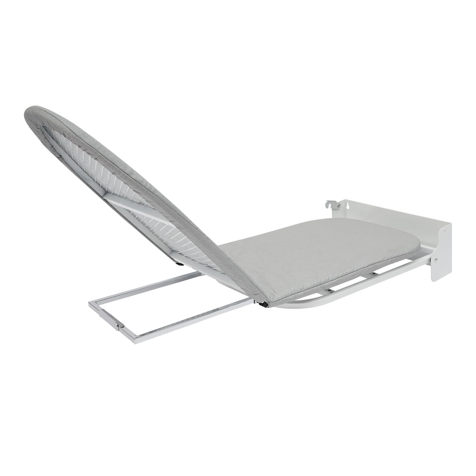Tabla de planchar plegable, giratoria 180°, tabla de planchar con barra de apoyo, 93 x 31,5 x 14 cm, tejido de metal estable, tabla de planchar para pared, para dormitorios, apartamentos y viajes