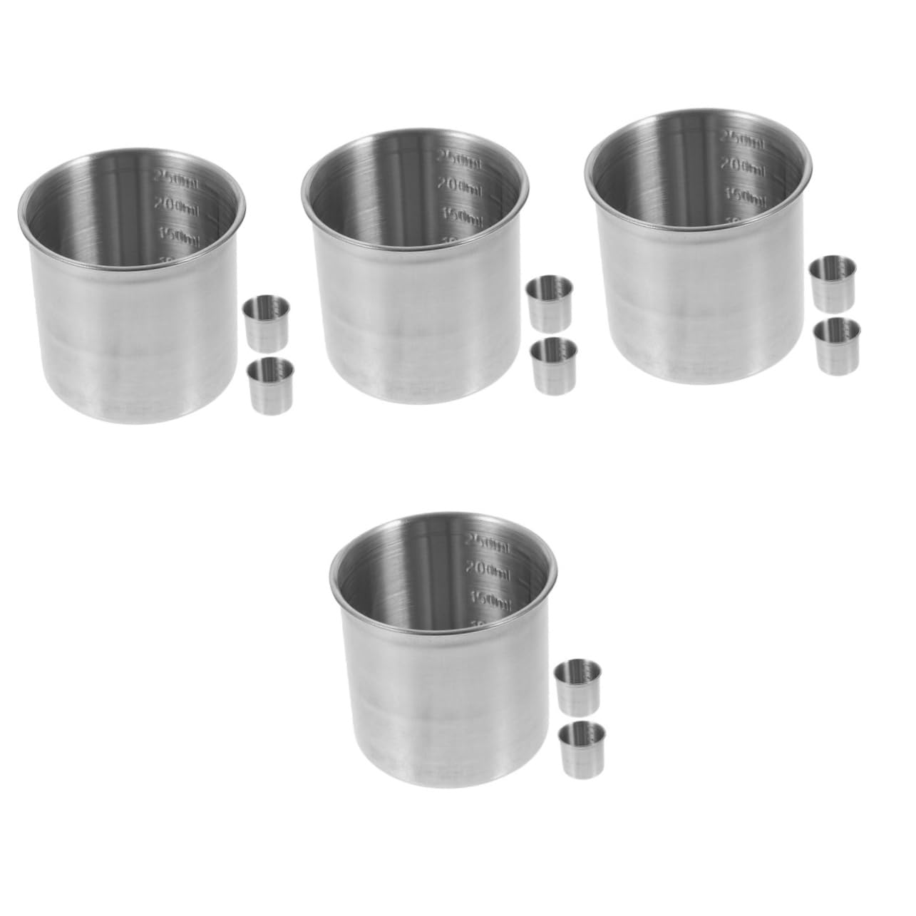Amosfun Lot De 4 Tasses À Mesurer Ménagères Règle Graduée Tasses De Cuisson En Acier Inoxydable Portables Pour 3 Pièces X 4