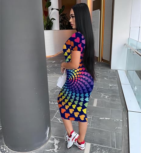 Image of Nimsruc Womens Summer Casual Sexy Short Sleeve Bodycon Dress Basic Pencil Midi Club Dresses