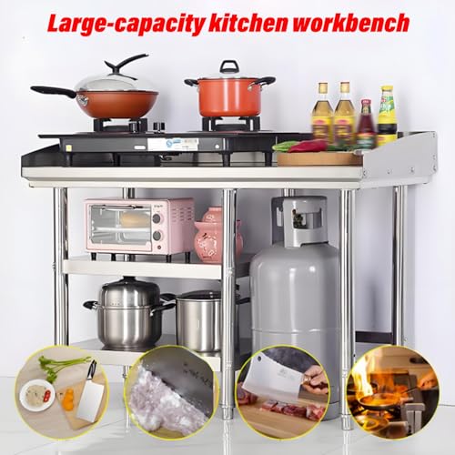 Mesa de trabajo de acero inoxidable, mesa de preparación de alimentos duradera para cocinas comerciales y restaurantes, ideal para uso en exteriores