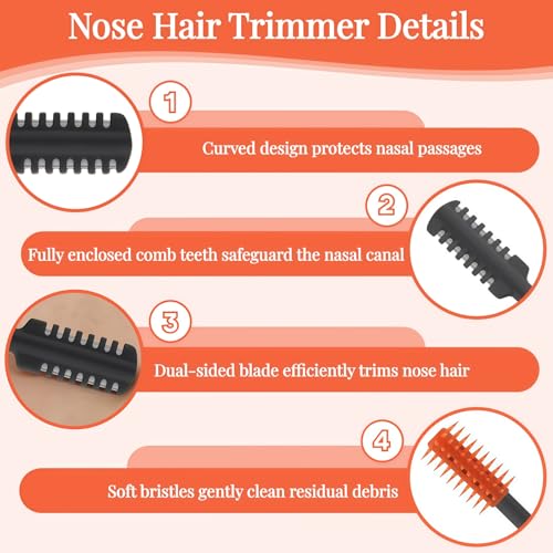 KTBKGV 2026 Upgraded 2-in-1 Nasal Hair Cutter, 360° Rotating Double-Sided Blade, Washable Portable Grooming Tool for Men & Women, Travel Essential,(Multicolor-3-Pack)