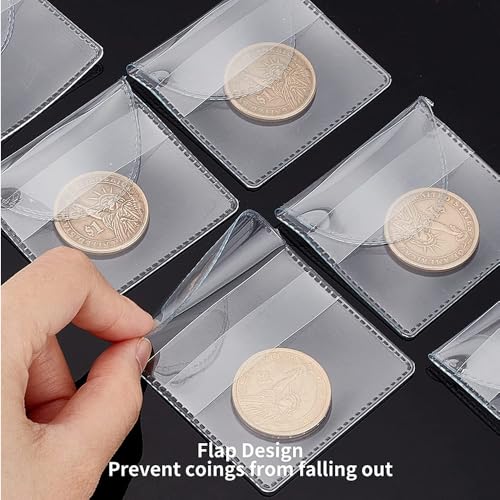 ONEBO 45 Pièces pochettes transparentes en plastique pour pièces de monnaie, 3 Tailles,pochettes pour pièces de monnaie,pochette pour pièces de monnaie pvc,pour pièces de monnaie,bijoux, petits objets – vue 3