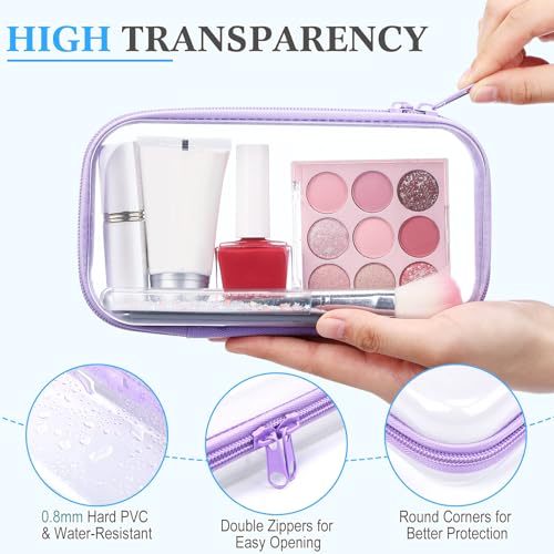 Image of Hoolerry 4 Pcs Hard Clear Zipper Case Makeup Bags Plastic Zipper Pouch Transparent Storage Box Containers for Cosmetics, Snacks, Building Blocks, Puzzles(Clear,7.5 x 3.9 x 2 in,Multicolor)