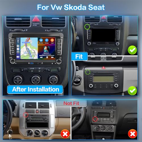 Inefala für VW Golf Polo Caddy Tiguan Touran Seat Skoda, Autoradio Android 15 2G+64G mit Wireless Carplay, Android Auto, 7 Touchscreen, GPS, WiFi, RDS/FM, USB, SWC, Mikrofon, Rückfahrkamera