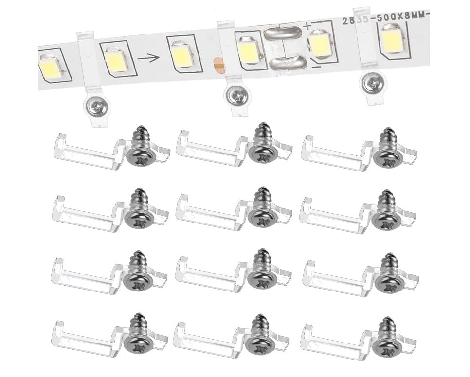 Image of 100Pcs Silver LED Strip Light Clips Light Fixture Mounting Bracket Clips One Side LED, Outside Rope Light Hangers for 10 mm Wide Non Waterproof LED Strip Lights,Wall Lights,Lighting Ceiling Fans