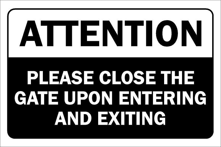 Attention, please close the gate upon entering and exiting - 3mm Aluminium sign (300mm x 200mm)