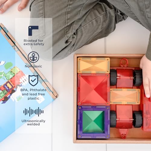 Connetix Rainbow Motion Pack — 24-Piece Magnetic Tiles with Car Bases — view 3