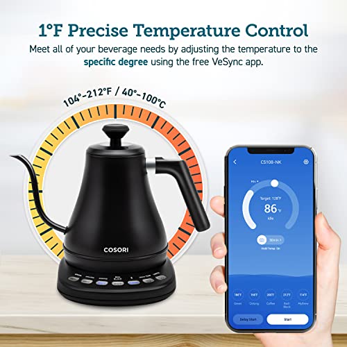 Image of Cosori Smart Gooseneck Electric Kettle, App & Temperature Control, 0.8L