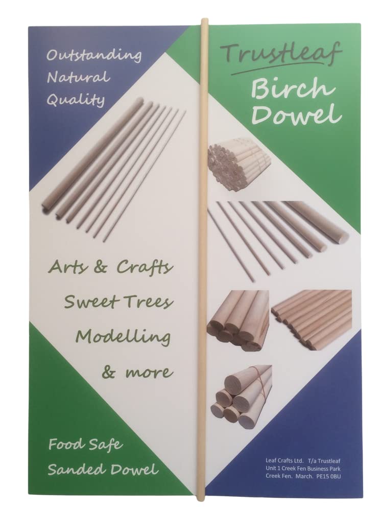 Trustleaf 5mm x 30cm Birch Hardwood Wooden Dowels (1 Dowel)