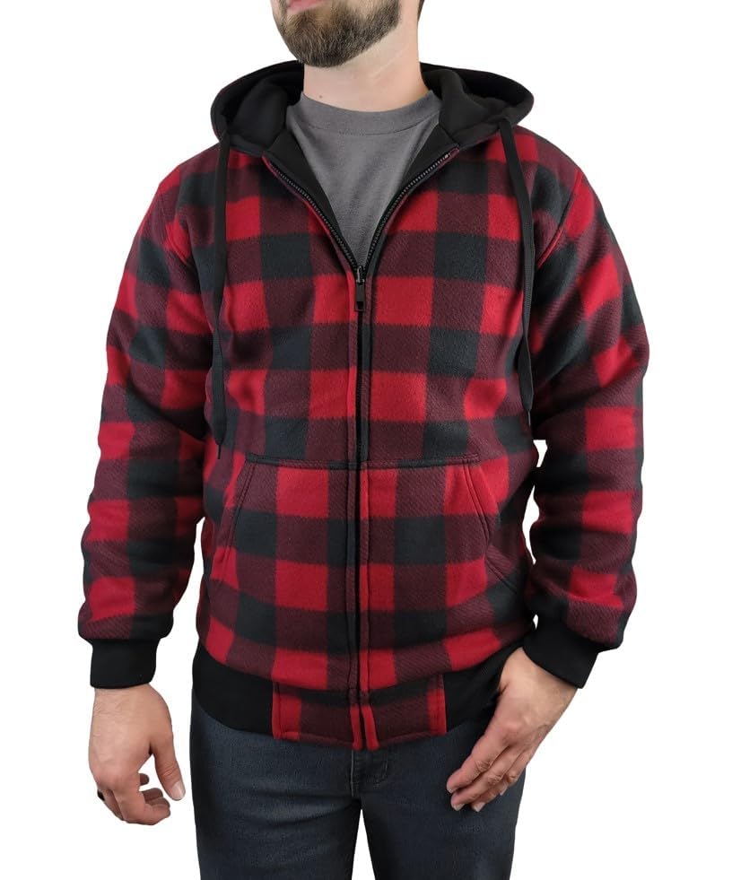 Victory Outfitters Men's Reversible Hooded Buffalo Plaid Fleece Jacket4