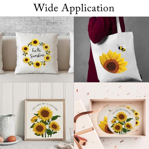 Image of Nuberlic Sunflower Embroidery Kit 3 Pack Embroidery Kits for Adults Beginners Starter Cross Stitch Kit Set with Sunflower Floral Designs - Perfect DIY Gift