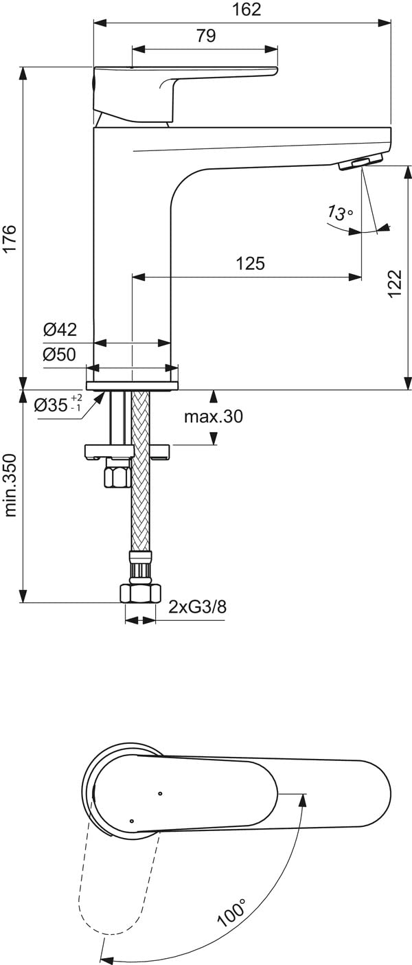 Ideal Standard - Cerafine O, Miscelatore monocomando grande per lavabo, Cromato
