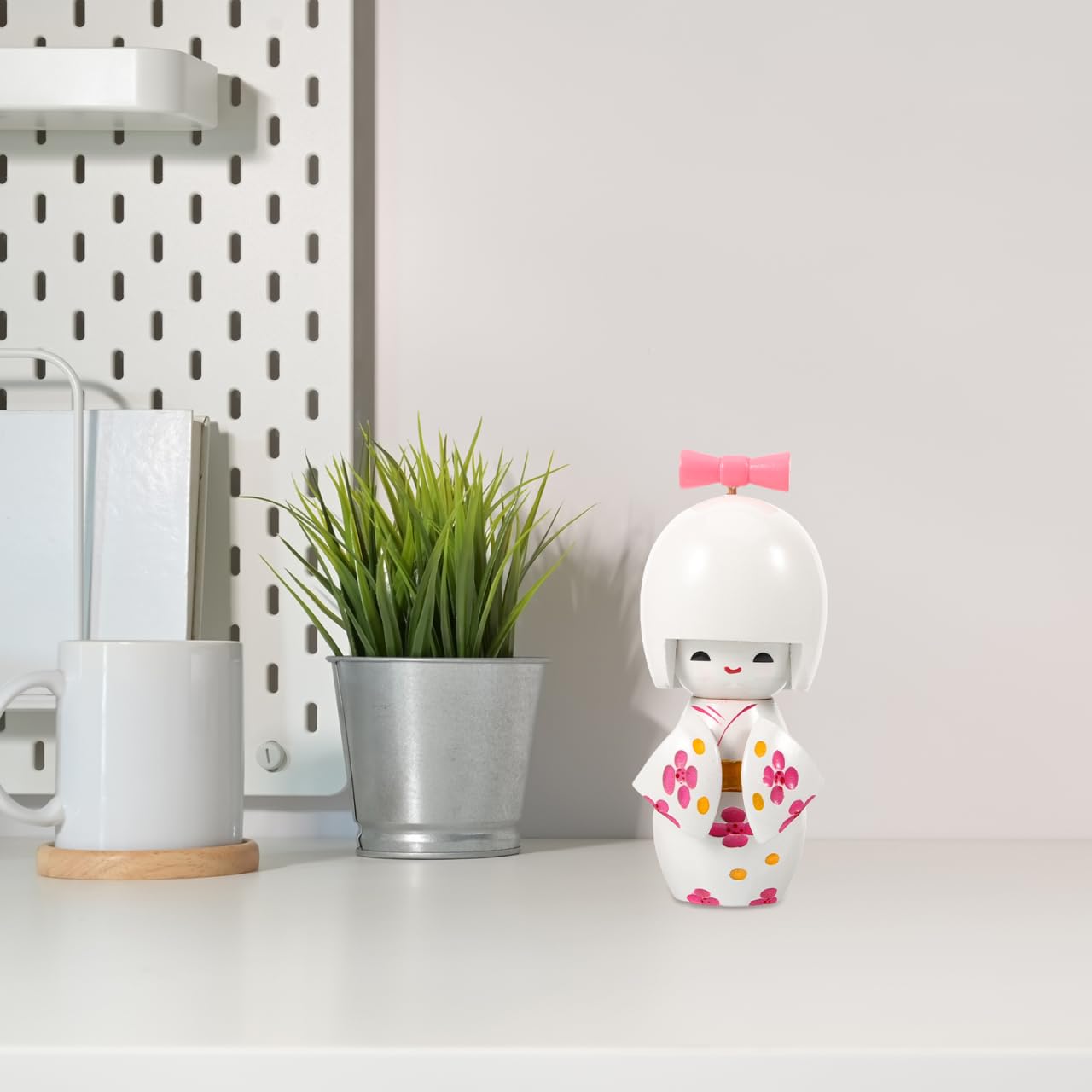 TOYANDONA Statuetta da collezione tradizionale giapponese Kimono Kokeshi in legno con geisha asiatica, per ufficio, casa, feste, decorazione da tavolo