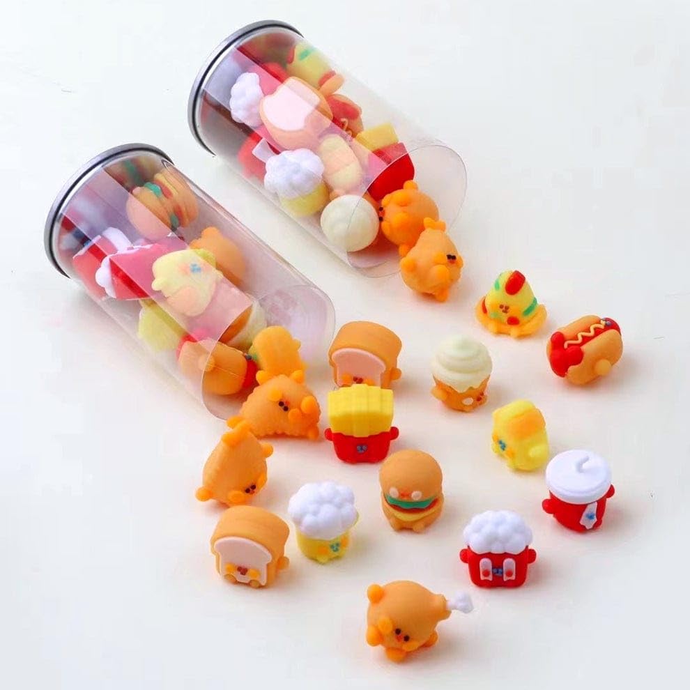Image of DEOXY 12 Pcs Food Mini Erasers for Kids,Stylish Eraser, Rubber Pencil Eraser, Return Gift, Stationary Set for Kids Boys & Girls (KK-7945)