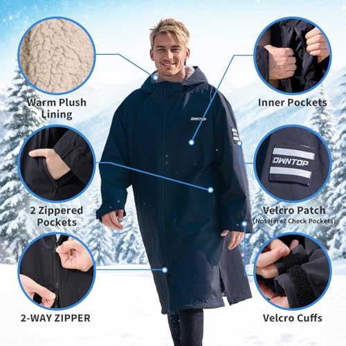 Owntop Swim Parka Kids Adult | Waterproof & Sherpa Lining | Velcro Arm Patch | Oversized Hooded Surf Poncho Changing Robe3