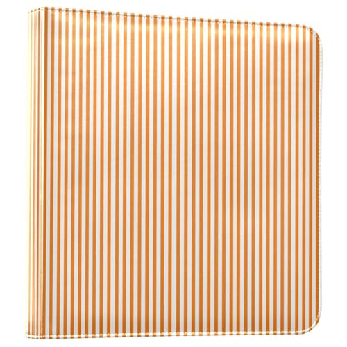 Álbum de fotos adhesivo DIY con rayas naranja y blanco, encuadernador de 3 anillos, 40 páginas, 8x10 para recuerdos