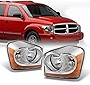 AKKON - For Dodge Durango OE Replacement Chrome Bezel Headlights Driver/Passenger Head Lamps Pair New