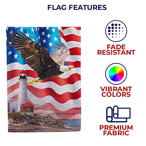 America-Forever-Patriotic-Bald-Eagle-Garden-Flag-Summer-Lighthouse-4th-of-July-Stars-Stripes-USA-Memorial-Independence-Day-Flag-Seasonal-Yard-Outdoor-Decorative-Flag-125-x-18-Inches America Forever Patriotic Bald Eagle Garden Flag Summer Lighthouse 4th of July Stars Stripes USA Memorial Independence Day Flag Seasonal Yard Outdoor Decorative Flag 125 x 18 Inches