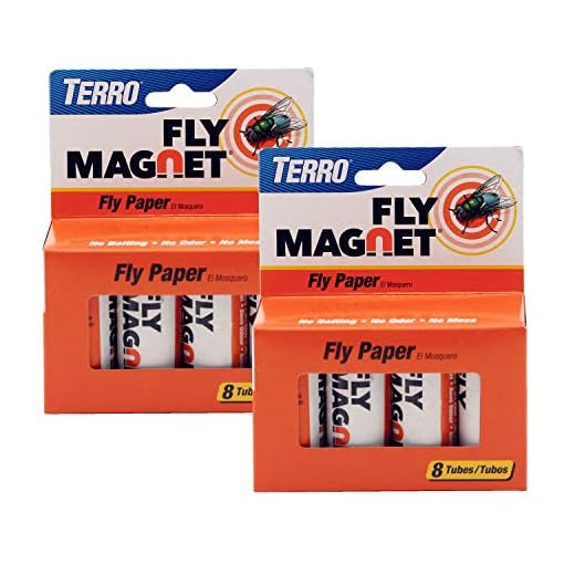 TERRO T518SR Magnet Sticky Fly Paper 16 Total Traps, 2 Pack, Brown