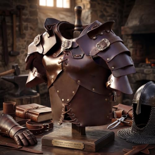 Armadura medieval de cuero para Halloween y recreaciones históricas oscuras 5
