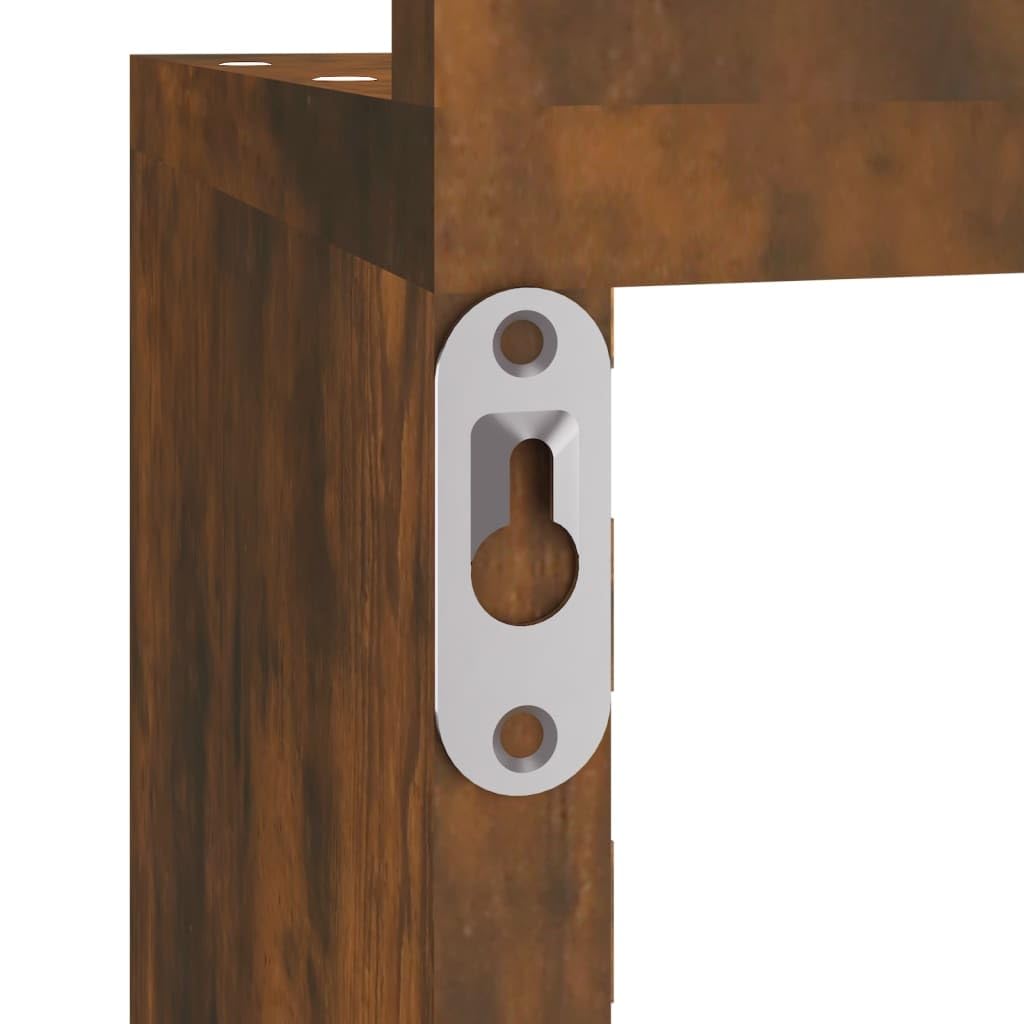 vidaXL Wand Eckregal, Wandregal für Schlafzimmer Wohnzimmer, Hängeregal mit viel Stauraum, Wandablage Bücherregal Regal, Räuchereiche Holzwerkstoff