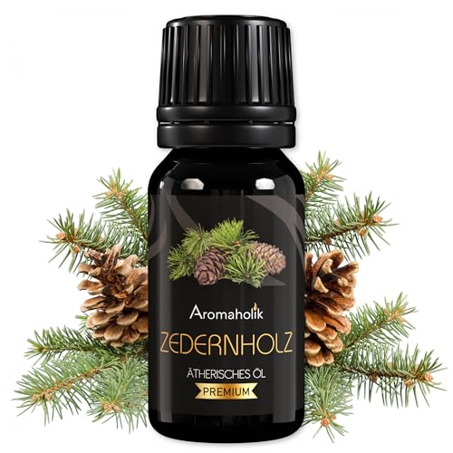 Aromaholik Zedernholzöl BIO 100% naturrein – Ätherische Öle für Diffuser & Aroma Diffuser – Zertifiziertes ätherisches Öl aus Indien – Cedarwood Essential Oils 10ml für Sauna & Massage