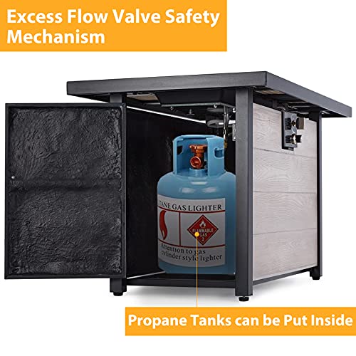 AVAWING-Propane-Fire-Pit-Table-42-inch-50000-BTU-Rectangular-Gas-Fire-Pit-wGlass-Wind-Guard-Table-Lid-Fire-Glass-Waterproof-Cover-Outdoor-Gas-Fire-Pit-for-Garden-Patio-Backyard-Beige