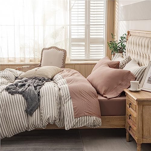 PURE ERA Jersey Knit 4pc Bed Sheet Set 100% T-Shirt Cotton Super Soft Comfy Breathable Fits Mattress Up to 20" Extra Deep Pocket (Solid Petal Pink, King)