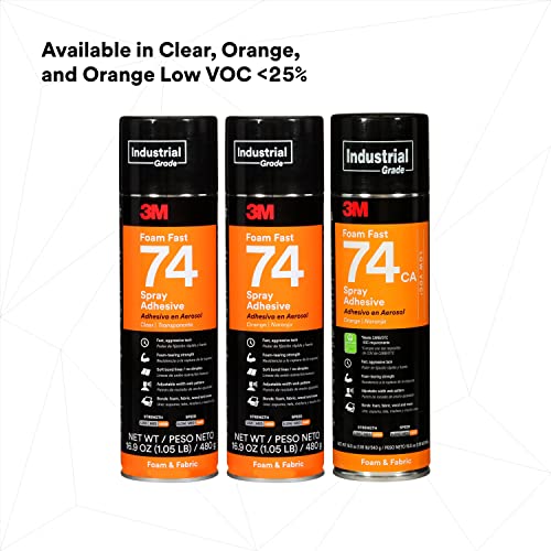 3M Foam Fast Spray Adhesive 74, Orange, 24 fl oz Can (Net Wt 16.9 oz) | High Strength Bonding, Fabric Adhesive, NOT FOR SALE IN CA AND OTHER STATES - image 5