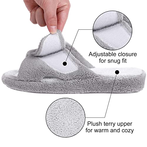 Shevalues Summer Arch Support Slippers For Women Adjustable Terry Cloth Fuzzy Indoor Slippers Open Toe House Shoes thumb #2