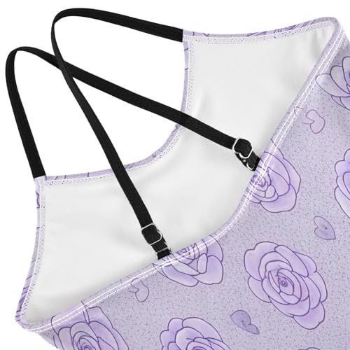 Kids Swim Suits Beach Bathing Suit 3-10 Y with Adjustable Shoulder Strap, Soft Pastel Style Roses4