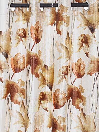 Image of Home Sizzler Abstract Flower 4 Piece Brown Door Curtain, 7 feet