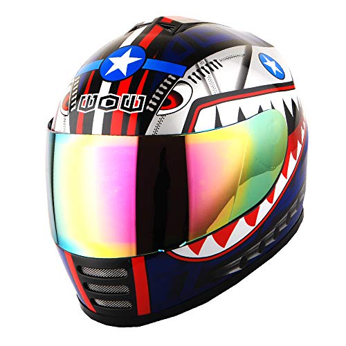 Wow Motorcycle Full Face Helmet Street Bike Bmx Mx Youth Kids Shark Blue #TOP1