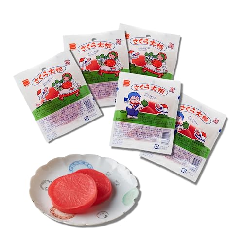 遠藤食品 さくら大根 「 さくら大根 2枚1組×5セット 計10枚」”甘酢漬”に調味し包装した駄菓子の”定番”］エンドー【オリジナルお手拭き】 (5)