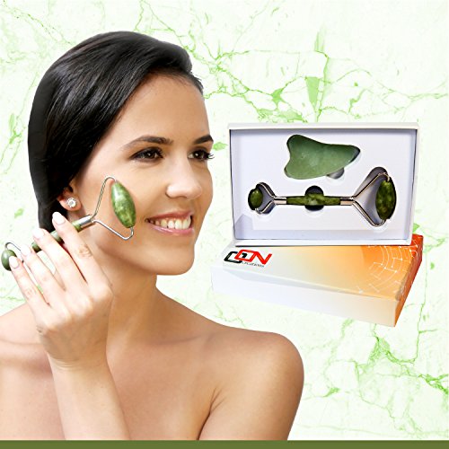 Jade Roller And Gua Sha Set Face, Eye, Neck Massager Skin Rejuvenator, Facial Massager, Massage Roller And Scraping Massage Tool Set, Skin Roller For Face And Body