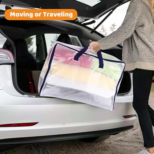 image for Dntorx 4 Pack Clear Storage Bags with Zip, 75L Moving Bags Clothes Sto