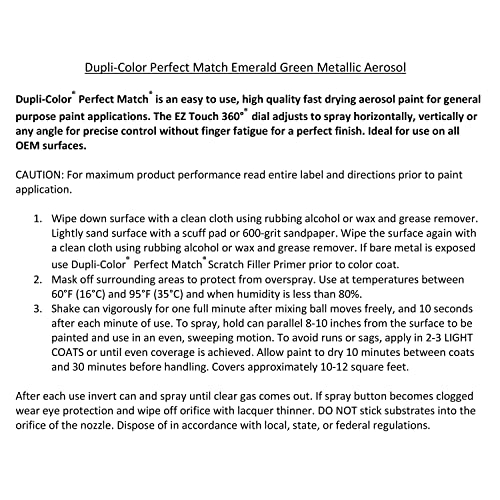 Image of Dupli-Color EBGM05187 Perfect Match Automotive Spray Paint - General Motors Emerald Green Metallic, 43 WA159A, 43 WA177B - 8 oz. Aerosol Can