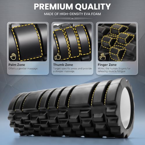 Image of Deep Tissue Massage Foam Roller for Back, Hip, Leg & Calf Relief