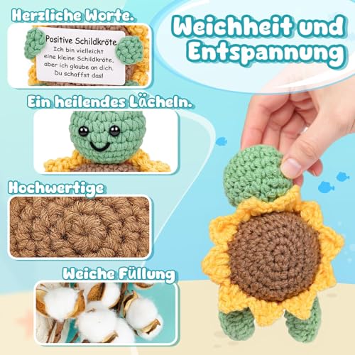 CheriGift Geschenke für Frauen, Glücksbringer Prüfung, Handgemachte Sonnenblumenschildkröte Figuren, Einschulung Geschenk, Glücksbringer, Geburtstagsgeschenk für Frauen