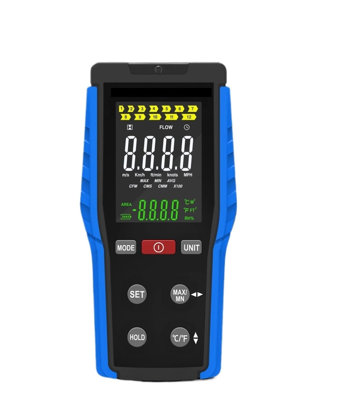 Anemometro, Anemometro a filo caldo, misuratore di portata d'aria portatile 3 in 1 (CFM/CMM/CMS), misuratore di velocità e temperatura del ricaricabile, sonda telescoa