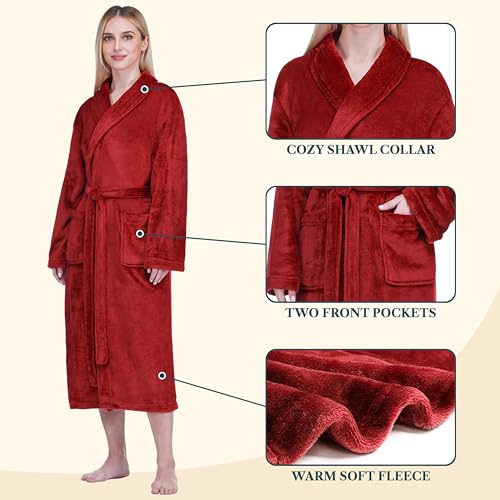 Image of PAVILIA Womens Robe Fleece Plush Soft, Fluffy Fuzzy Cozy Warm Bathrobe, Shower Spa House Long Robe for Women