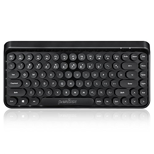Perixx Periboard-614 Wireless Mini Keyboard, 2.4GHz Wireless Round Key Cap Portable Keyboard with 13 Function Keys, US Layout