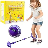 Aonuily Ankle Skip Ball for Kids with Counter, Timer, Cal Calculator, Gifts for Age 5 6 7 8 9 10+, Foldable Flashing Jumping Ball Garden Games Outdoor Toy for Kids Xmas Present (Purple)