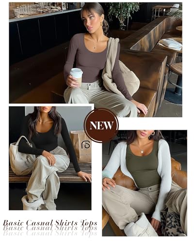 Riyiper 3 Pack Women's Long Sleeve T Shirts, Scoop Neck Under Scrub Layer Tee Basic Casual Shirts Tops4