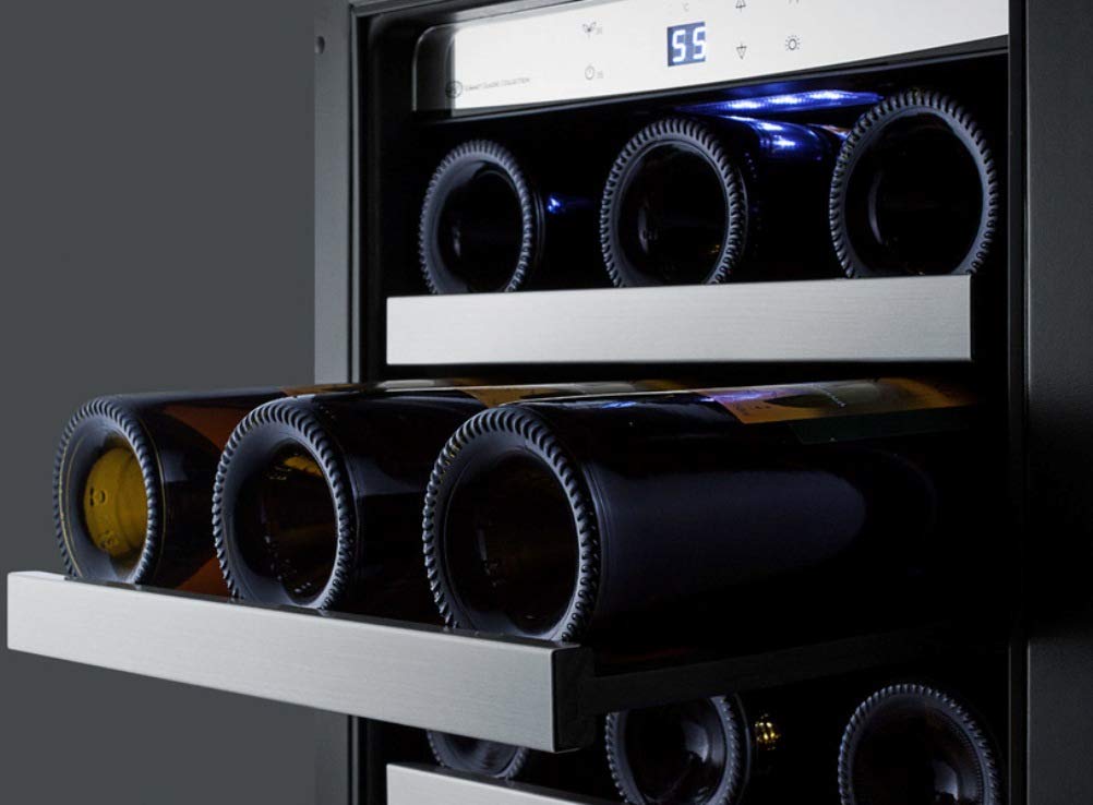 Summit Cl151wbv 15"" Classic Collection Wine Cooler With 34 Bottle Capacity Low-E Glass Door Temperature Alarm And LED Lighting In Stainless Steel on Fridge.com - View 4