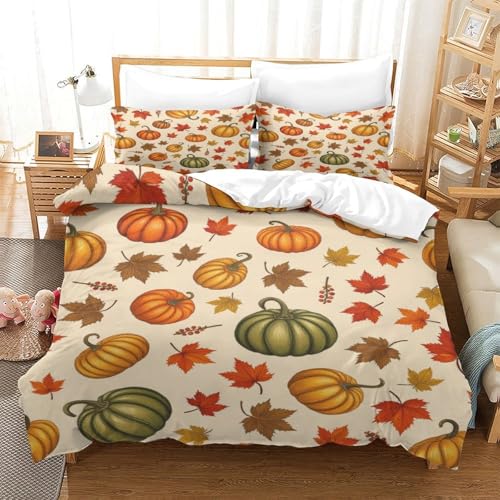 Parure de lit 3D citrouilles d'automne effet microfibre