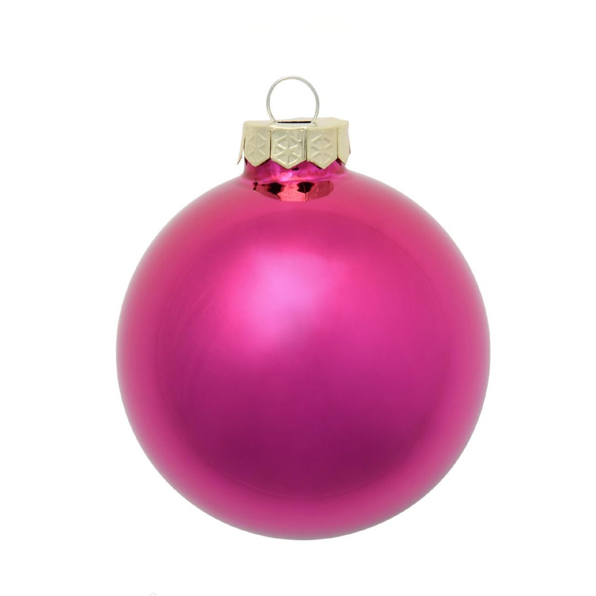 12ct Shiny Raspberry Pink Glass Ball Christmas Ornaments 2.75